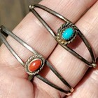 Priced Each Vintage Native American Sterling Silver 1 Turquoise Or 1 Coral Cuff