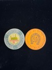 Lot Of 2 -vintage Nevada-  binion s Horseshoe   1 Chip   50 Cent Las Vegas 1962
