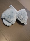 Women   s Light Blue Faux Fur Comfort Slide Sandals Slip On Casual Size 8