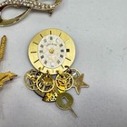Vintage Brooch Lot 3 Gold Tone Pins Watch Face  Wheat  Infinity Clear Rhinestone
