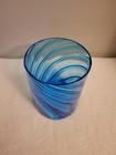 Vintage Blue Glass Swirl Design Vase 7  tall X 5 5 Wide Excellent Condition