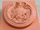 Vintage Evyan Perfumes White Shouders Pink Powder Box   Puff - Half Full