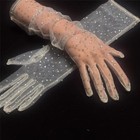 Women Bride Wedding Gloves Glitter Rhinestone Mid-length Mesh Net Sheer Evening