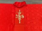 Red Chasuble With Gold Ihs Embroidery   Stole