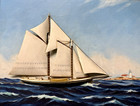 Vintage Racing Sailboat Ship  elsie   Relief diorama With Painted Lighthouse