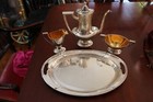 Antique Simpson Hall Miller Sterling Silver Tea Set W  Tray Gilt Interior 978 4g
