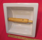 Ceramic Glossy Bright White  Recessed Toilet Paper Holder  Holds Jumbo Rolls New