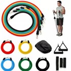 11 Pcs Resistance Band Set Yoga Pilates Abs Exercise Fitness Tube Workout Bands