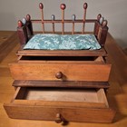 Vintage Wood Shaker Style Spool Sewing Box Two Drawers With Pin Cushion Top
