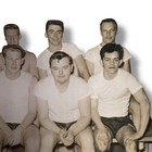 1950s Vintage Basketball Team Photo High School College Gym Group Portrait