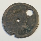 1850 1852 1c Braided Hair Large Cent 2 Coins  Holed 