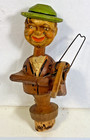 Vintage Figural Mechanical Wine Bottle Cork Stopper Carved Wood Musician Player