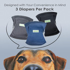 Washable Dog Diapers - Washable Male Dog Belly Wrap - Pack Of 3 -  black  Charco