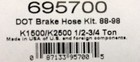 Russell Stainless Brake Hose Line Kit 1989-98 Chevy Gmc K1500 K2500 4wd 4  Lift