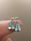 Vtg Sterling Silver Turquoise Native American Style Southwestern Earrings