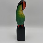 Hand Carved Painted Wooden Macaw Parrot Sculpture Folk Art Tropical Decor 16   