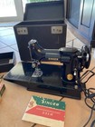  red S  221k Singer Featherweight Sewing Machine Ah059125 W attachments