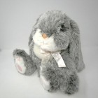 Vintage Russ Berrie Long Eared Grey Rabbit Bunny Plush Pink Feet Nose 12  Easter