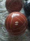 Vintage Sportcraft Bocce Ball Set With Canvas Leather Case 8 Balls 1 Pallino