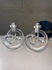 2 Vtg Dorothy Thorpe Lucite Pretzel Candlestick Holders Mcm