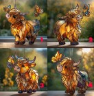 Highland Cow Suncatcher  Acrylic Butterfly Window Hanging