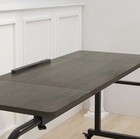 Adjustable Tilting Overbed Table With Wheels  Black brown Metal Wood 78 In