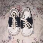 Vintage Stride Rite Baby Toddler Shoes Made In Usa Navy White Leather Lace Up