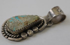 Vintage Navajo Sterling Silver   Turquoise Pendant  Stamped By Artist   Photos  