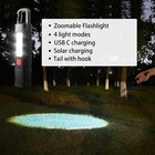 2 Pack Solar Flashlight  Rechargeable Zoomable Led Flashlight  High Lumens Solar