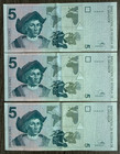 El Salvador 5 Colones 3 Consecutive 1997 Serie R 10 11 12