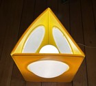 Vintage 70s Triangular Yellow And White Lucite Table Lamp Vintage Space Age Lamp