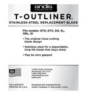 Andis Stainless Steel T-outliner Replacement Blade For Gto go orl sl g Trimmers