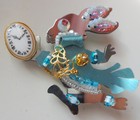Rare Artist Signed Liztech 2015 Alice In Wonderland White Rabbit Hand Brooch Pin