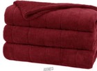 Sunbeam Channeled Velvet Plush Electric Heated Warming Blanket Queen Garnet Red