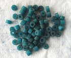 65 Antique Teal Blue Pulled Glass Ghana African Trade Beads  Bohemia 1900s