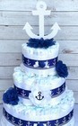 3 Tier Nautical   Anchor Diaper Cake Baby Shower Boy