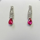 Pink Rhinestone Necklace   Earrings Set Evening Wedding Bridal Prom   33251