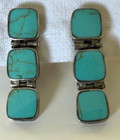 Vintage 925 Native American Indian Turquoise Sterling Silver Earrings 