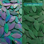 120pcs Iridescent Green Leaf Mosaic Tiles     Precut Stained Glass Petals In 2    