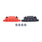 New Red   Black 5 16  4-stud Power Distribution Block -busbar- With Cover