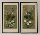 Set Of 2 Framed Wall Panels Asian Peacock Floral Prints Wall Home Decor