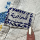 Vintage April Cornell Cotton Blue And Yellow Garden Floral Print Tablecloth