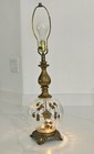 Vintage Glass Brass Accurate Casting Table Lamp Gold Flowers Night Light Base