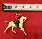 Vintage Lead Soldier On  Horse W bugle Movable Arm