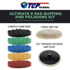 Waffle Foam   Wool Buffing   Polishing Pad Kit W  6 - 8  Pads Grip Backing Plate