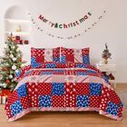 Christmas Bedspread Coverlet Size Christmas Quilt Snowman Queen Red Navy Plaid