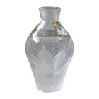 Vintage Frosted Etched Glass Perfume Bottle Floral Vanity Boudoir Art Deco Decor