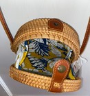Hand Woven Round Rattan Wicker Lined Crossbody Shoulder Bag Made In Vietnam Nwt 