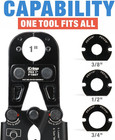 Icrimp F1807 Pex Crimper  Copper Pipe Crimping Tool Kit With 3 8    1 2    3 4  