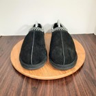 Ugg Tasman Mens Size 10 Shoes Black Suede Wool Slip On Slippers 5950